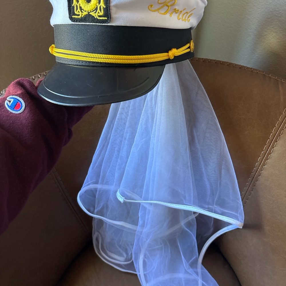 Bride Captain Hat with Veil Nautical Bachelorette Party Hat